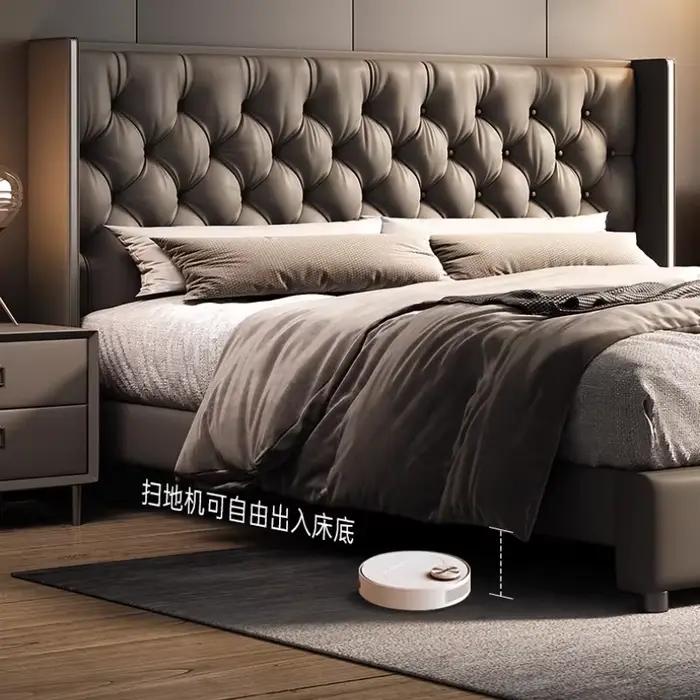 Tête de lit Double en cuir artificiel 180x200cm, cadre en bois, lit de chambre Queen pleine taille, meubles de luxe King Size