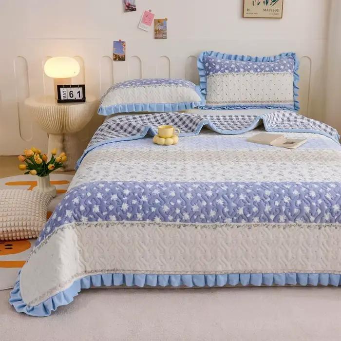 Housse de lit matelassée en velours pour l'hiver