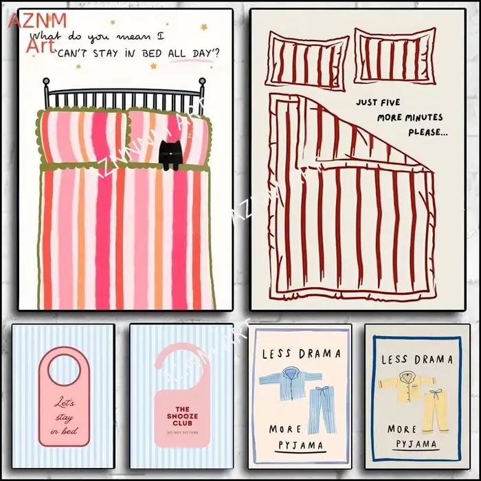 Affiche murale « Restez au lit » avec impression « Bonne nuit »