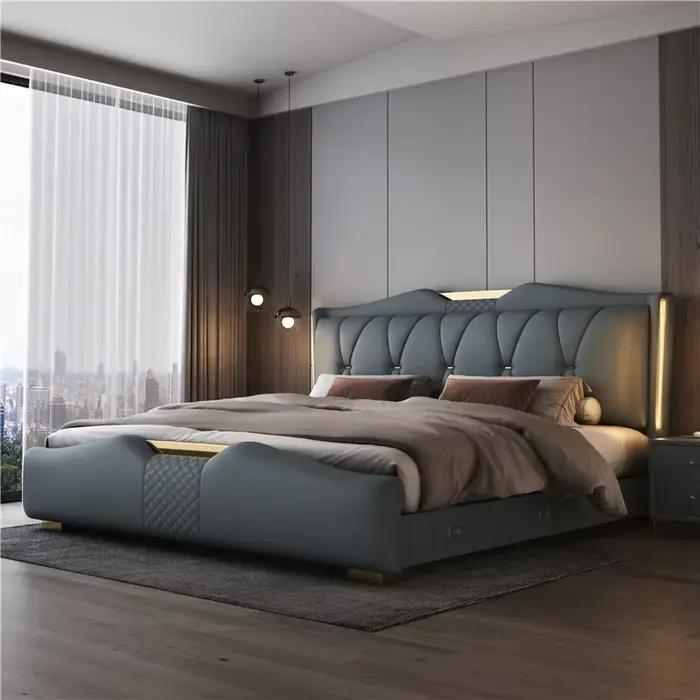 Lit double de luxe 200x220cm avec tête de lit