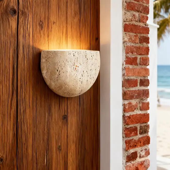 Lampe murale de chevet pour chambre à coucher, style Wabi Sabi, rétro, jaune, effet pierre de grotte, pour couloir et entrée, éclairage d'ambiance