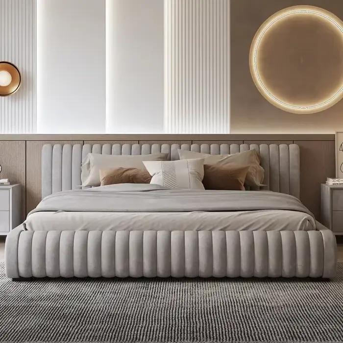 Lits et cadres de lit modernes de luxe 180x200cm 150x200cm, cadres de lit Queen et King Size, mobilier complet avec tête de lit Tatami