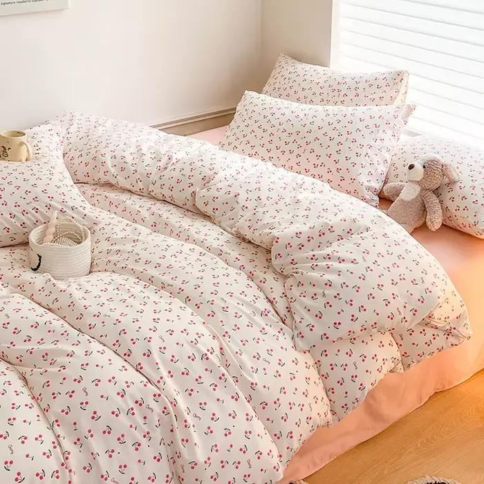 Parure de lit à fleurs pour adultes et enfants, linge de lit simple, double, pleine reine, king size, couette florale, ensembles de lit, DuSALE, Kawaii