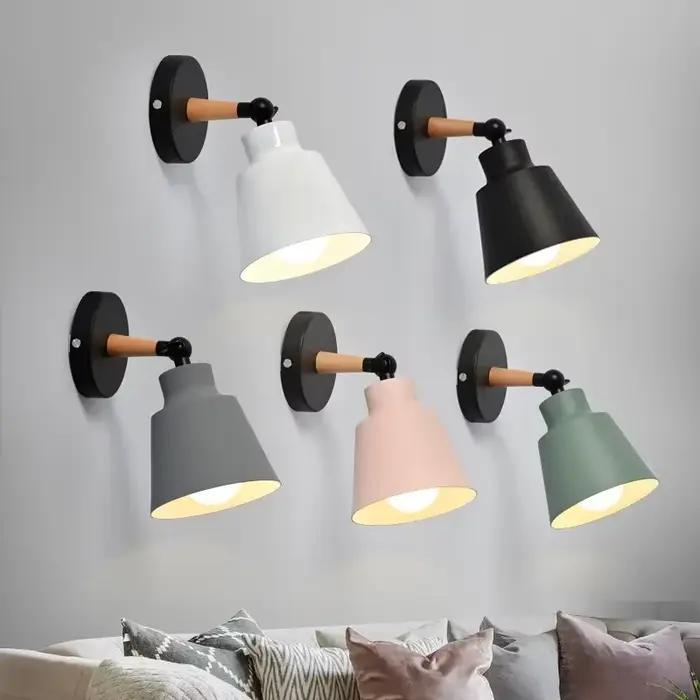 Lampe murale nordique en bois massif, LED, design minimaliste et créatif, pour chambre à coucher, salon, couloir, lampe de chevet, éclairage décoratif