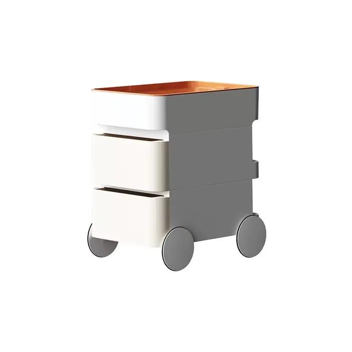 Table de chevet mobile design, unité de rangement moderne avec chariot poussoir pour petits espaces, organisateur de chambre compact