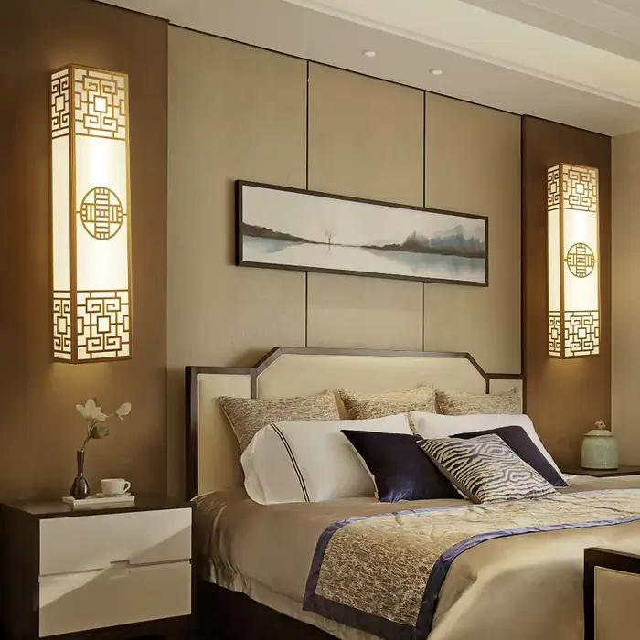 Style chinois chambre applique bande en forme Zen fond mur lampe de chevet salon couloir escaliers hôtel ingénierie lampe