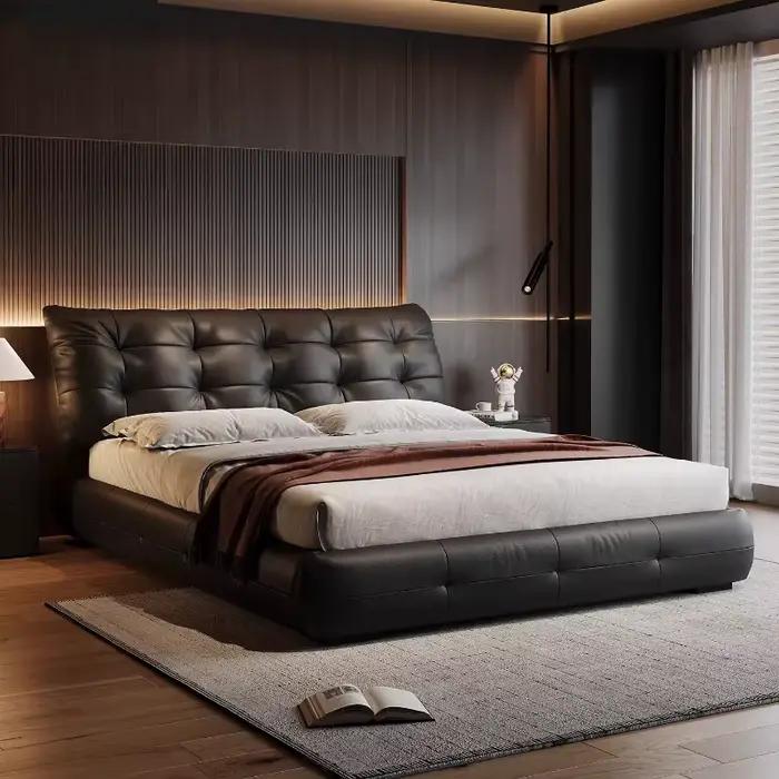 Lit double 150x200cm avec dossier souple