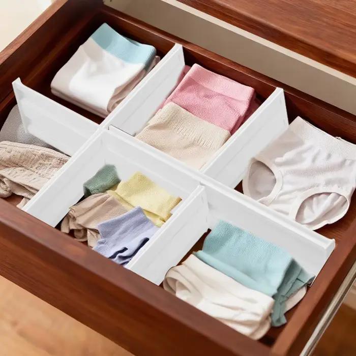 Lot de 4/6/8 séparateurs de tiroirs pour vêtements, organisateur de tiroir extensible réglable de 3 po de hauteur (10,4-19,7 po), séparateurs en plastique