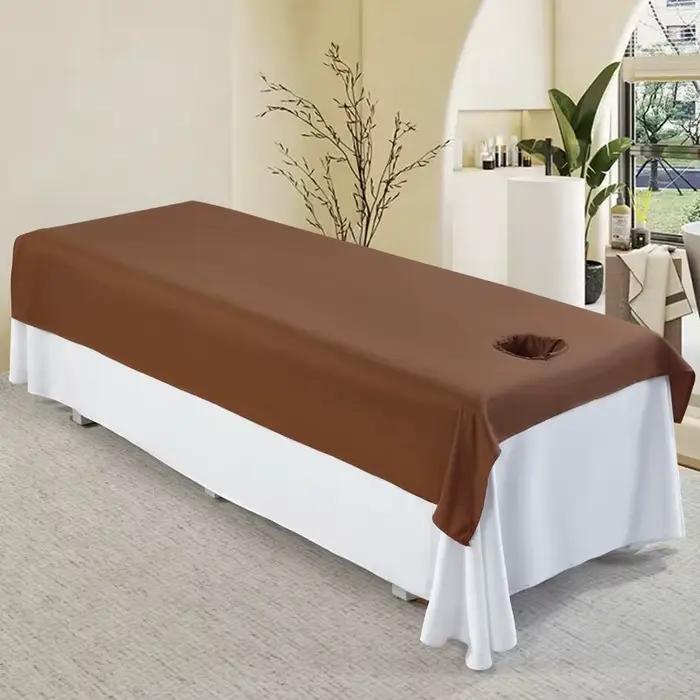 Drap de lit de beauté avec trou, nouvelle housse de lit de Massage, couleur unie, respirant et respectueux de la peau, pour Clubs de Spa