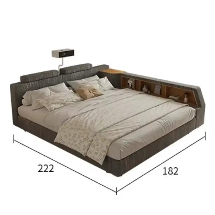 Cadre rembourré lit double rangement chambre commodes têtes de lit rangement de lit salon intelligent Muebles Para El Hogar meubles de maison