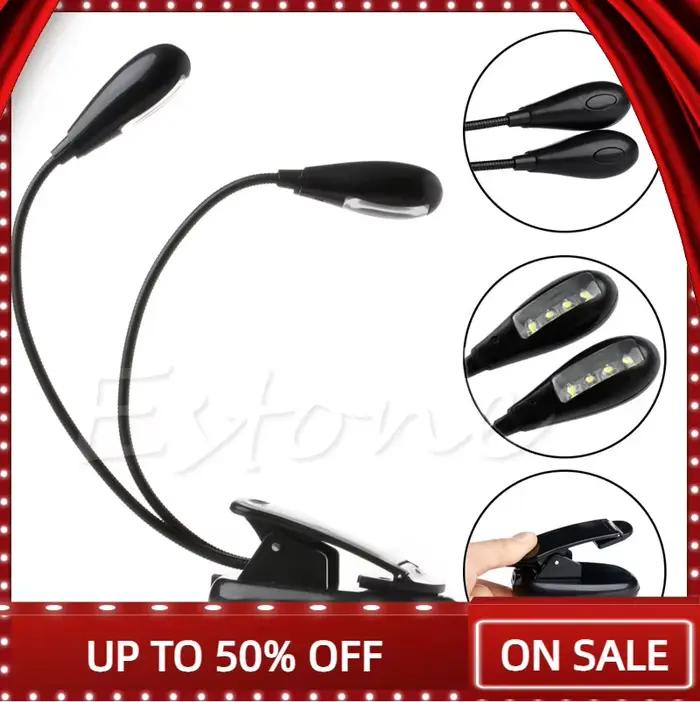 Flexible 2 Double Bras Clip Sur 4 LED 8 LED Lampe pour la Lecture de Livres Tablette