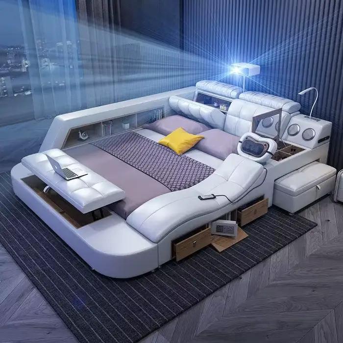 Chambre principale lit cadres européens tête De lit De luxe lit multifonctionnel dormir Meubles