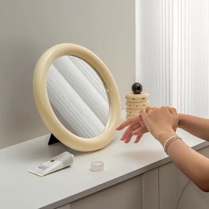 【EpeiusHome】 Miroir de maquillage de bureau, miroir de coiffeuse pour la maison, miroir de bureau Simple pour chambre à coucher, coiffeuse ronde nordique