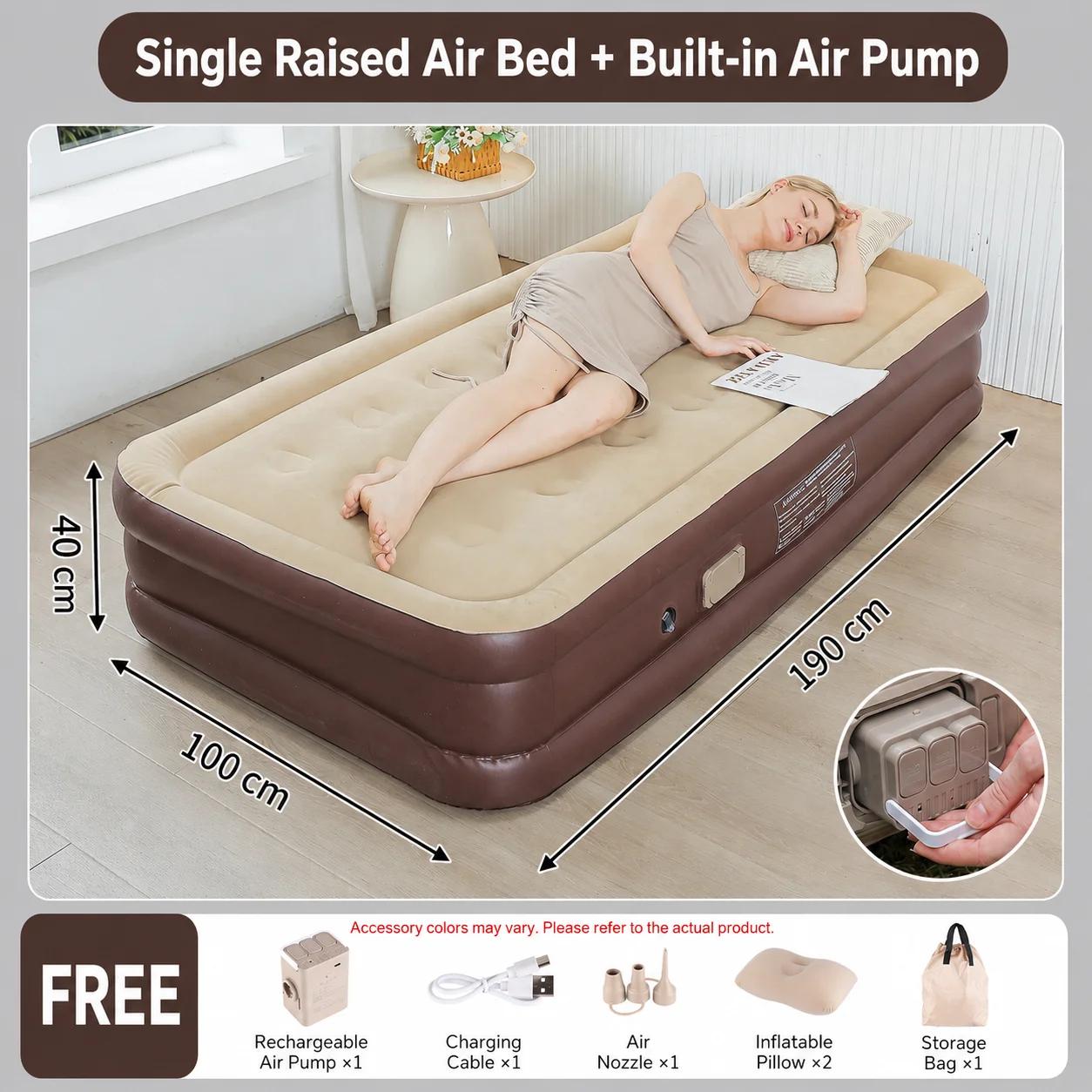 Matelas gonflable avec pompe électrique intégrée, lit surélevé double, matelas de camping portable p