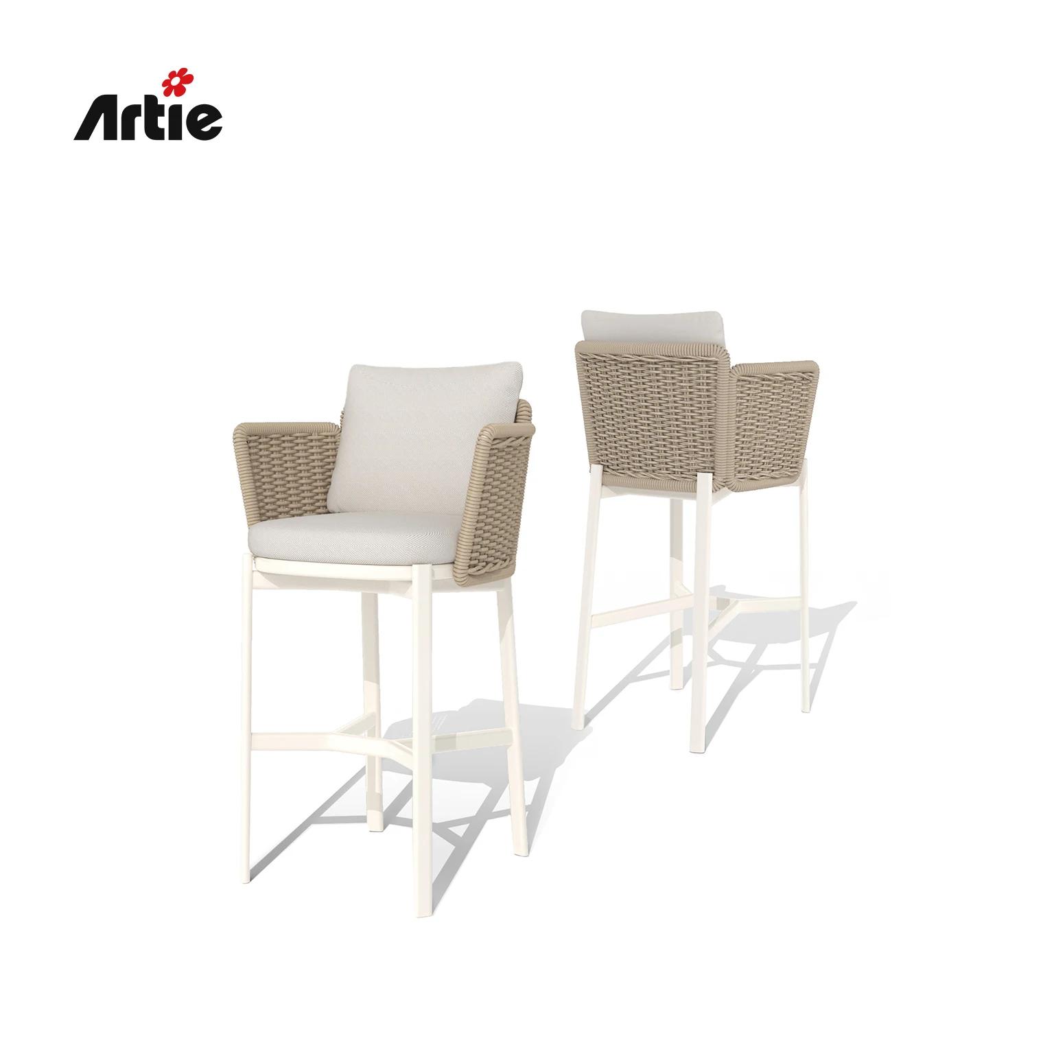 Meubles de jardin de luxe, Table haute et tabourets de Bar, ensemble de meubles de Bar d'hôtel Comme