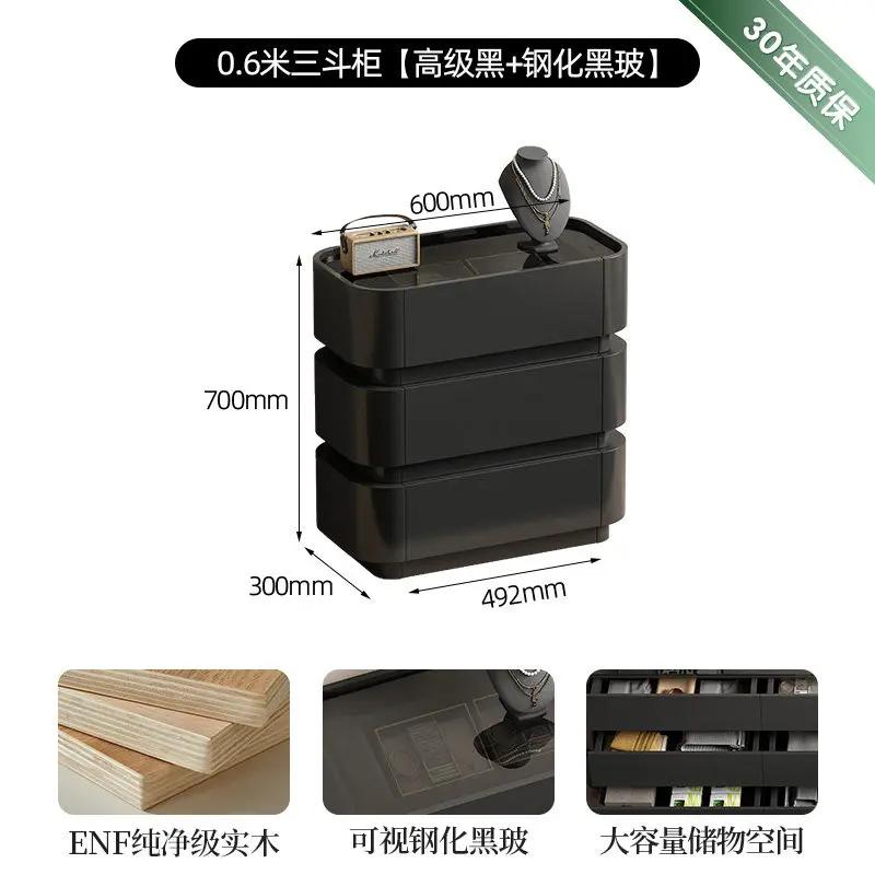 Meubles de rangement noirs en verre avec éclairage intégré, tiroirs de luxe, meubles de rangement, l