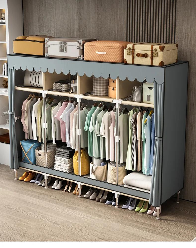 Armoires en tissu, armoire en tissu Easy, meubles de chambre à coucher, gris,199*45*170cm, N-200E