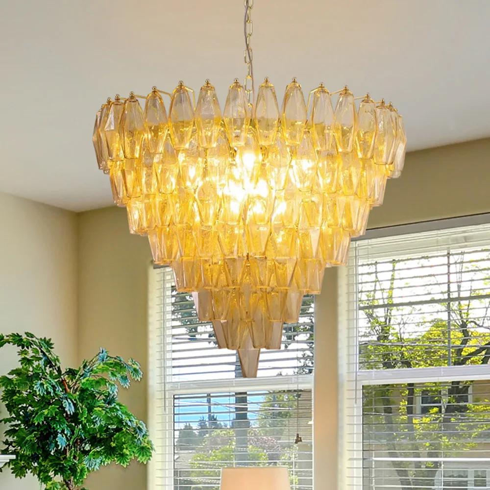 Lustre en verre de Murano de luxe pour villa, salon, salle à manger, escalier, lampe suspendue en verre coloré à plusieurs niveaux, décoration intérieure