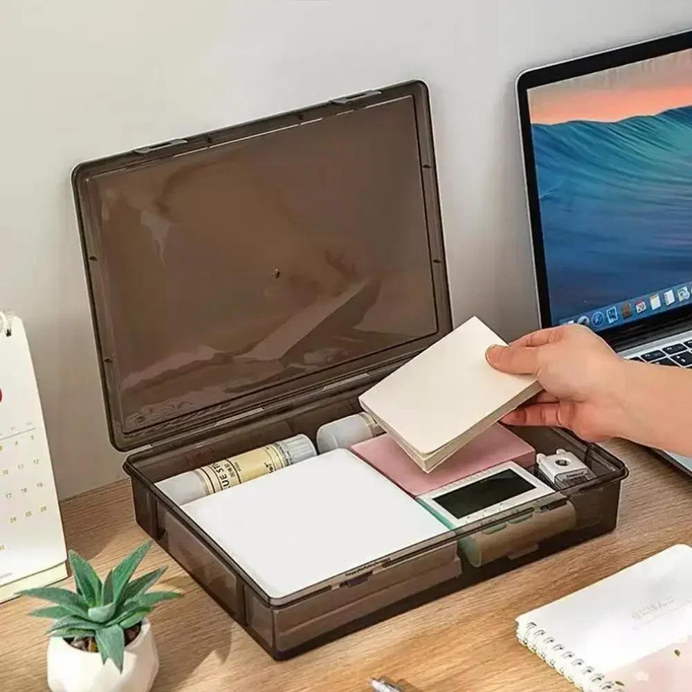 Organisateur de documents A4 anti-poussière, boîte de rangement noire transparente, boîte de fichiers de certificat Simple, conteneur pour une Organization facile