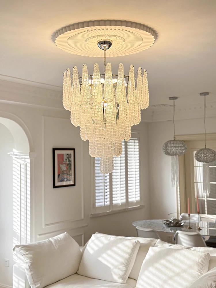 Lustre intérieur français en verre de Murano européen, art déco, E14 LED, luminaire suspendu pour villa, salon, salle à manger