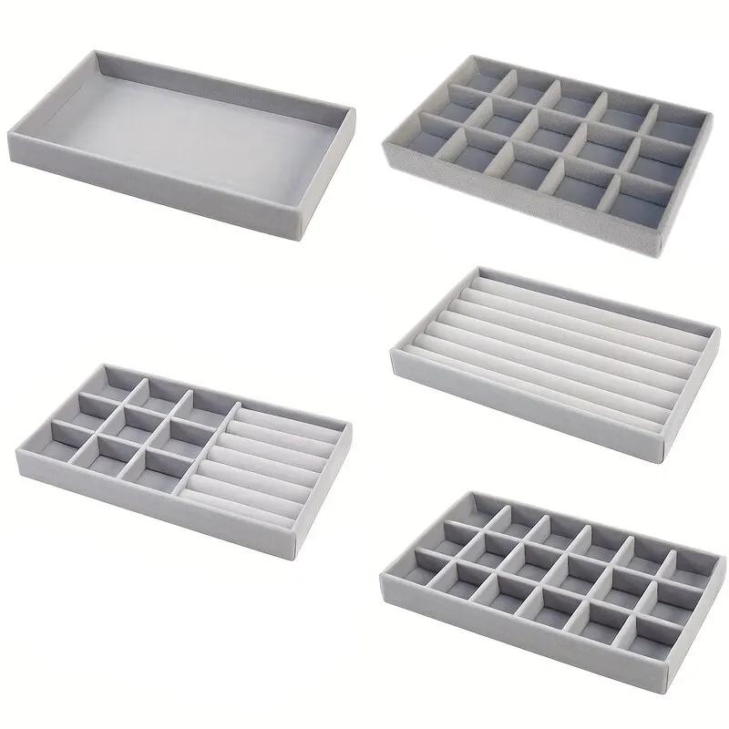 Présentoir à Bijoux en Velours, Porte-Bijoux Exquis, Portable, Bague, Boucles d'Oreilles, Collier, Boîte de Rangement, Plateaux Organisateur