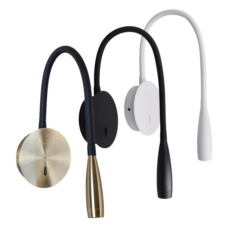 Grande lampe murale LED 583mm 3W, style nordique Antique Bronze noir blanc, bras réglable, lampe de lecture, décoration de chambre d'hôtel et de maison