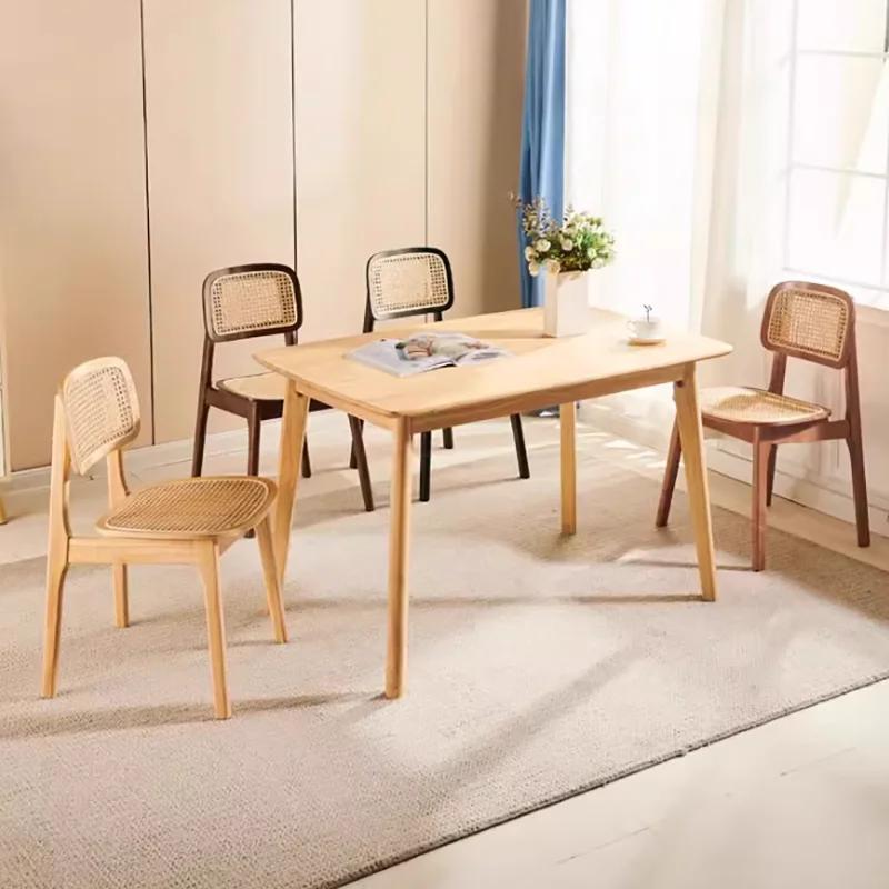 Ensemble de 2 Chaises de salle à manger classiques en rotin rustique, Chaises de salle à manger minimalistes, ergonomiques de qualité supérieure, meubles de maison