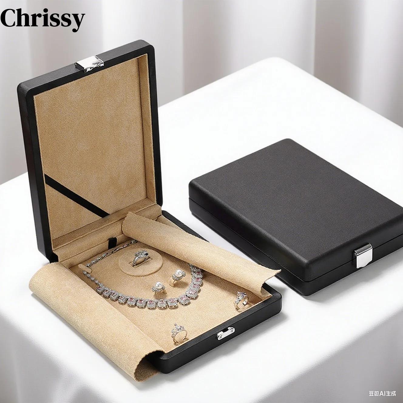 Boîte de rangement de bijoux en cuir de qualité supérieure avec intérieur en velours – Étui de rangement pour bagues, boucles d'oreilles, colliers, maison ou voyage