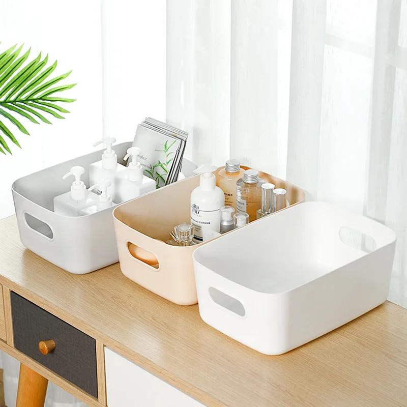 Boîte de rangement divers pour dortoir, boîte de rangement de cosmétiques de bureau, salle de bains, cuisine, chambre à coucher, panier de rangement en plastique 1/3 pièces