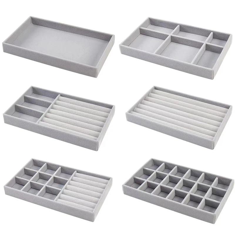 Nouvel organisateur de bijoux, plateau de rangement de bijoux en velours, présentoir d'anneaux, bracelets, colliers, boîte de rangement, vitrine, plateaux d'organisation de tiroir