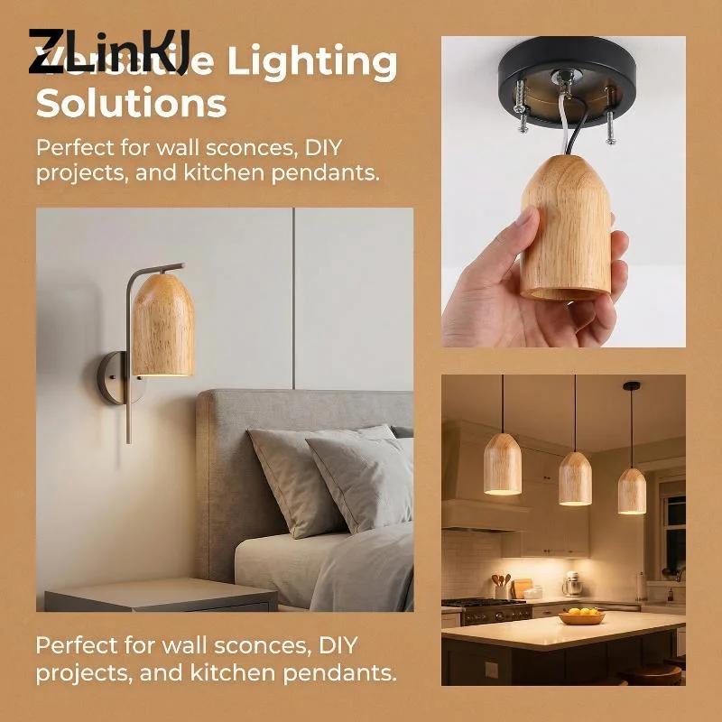 Support de lampe en bois pour lustre, douille E27 pour luminaires suspendus, décoration moderne rustique pour la maison