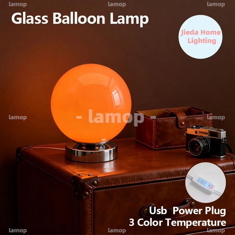 Lampe de bureau en verre de Murano, alimentée par USB, lampe de chevet en verre vintage avec 3 températures de couleur
