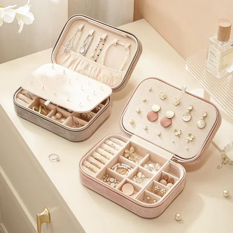 Boîte à bijoux en velours double couche portable pour voyage, rangement de boucles d'oreilles, bagues et colliers, vente en gros - Meilleures ventes
