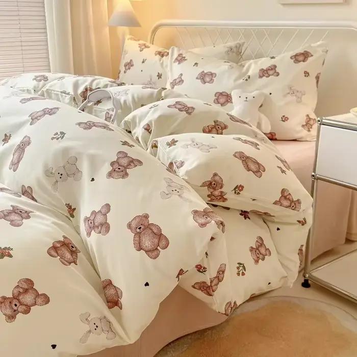 Parure de lit Queen, ensemble de draps imprimés réactifs