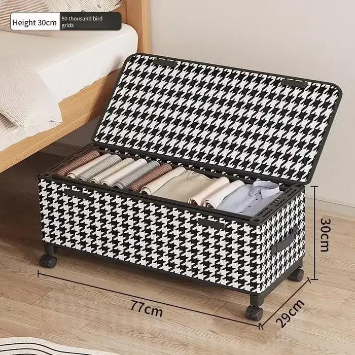 Boîte de rangement pour vêtements multifonctionnelle non tissée avec roulettes Organiseur mobile sous le lit Coffre à