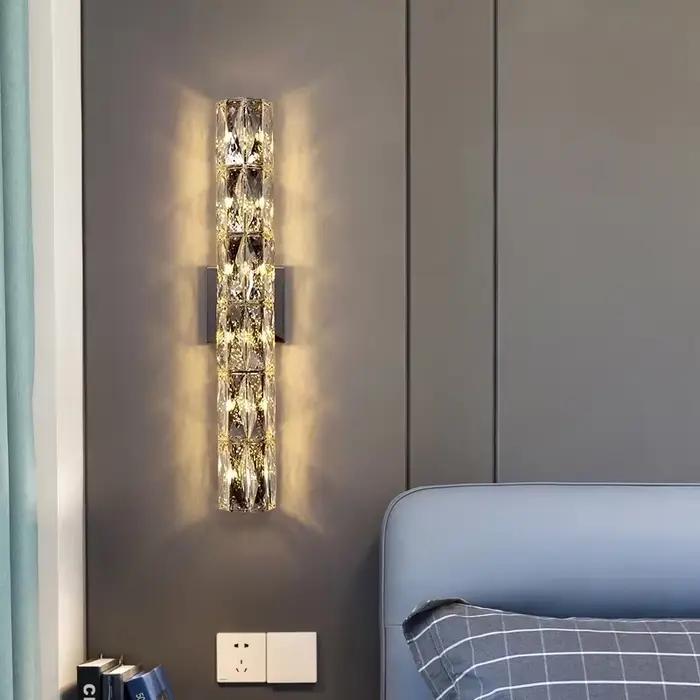Lumière de luxe cristal hôtel fond mur salon chambre tête de lit nordique minimaliste moderne couloir escalier