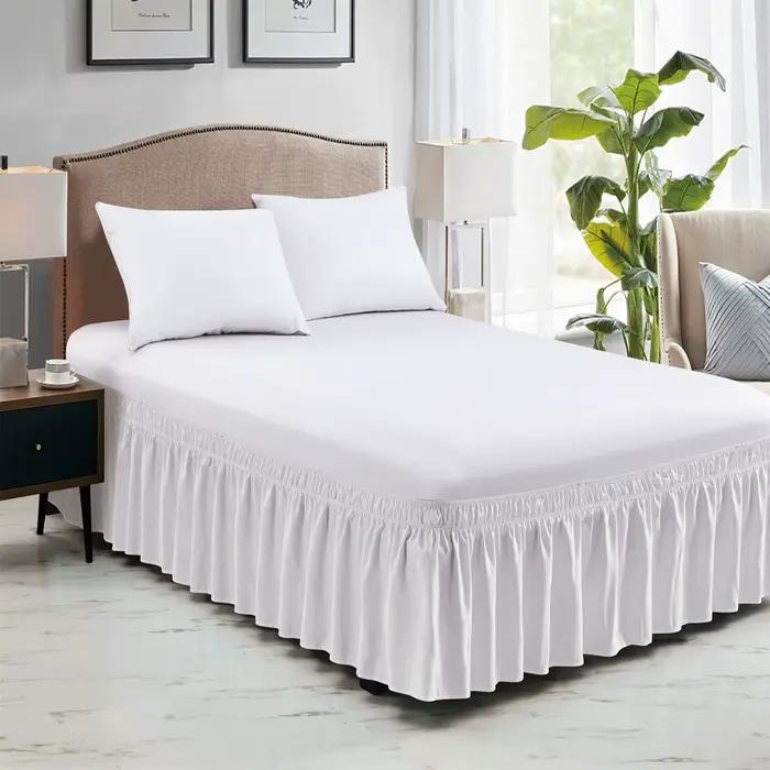 Jupe de lit à volants élastique, enveloppant la poussière, literie pour King Queen Twin, facile à in