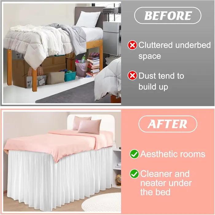 Enrouler jolies volants Extra longs hôtesse d'université dortoir lit jupe cantonnière avec trois côtés tissu pour lit double/simple