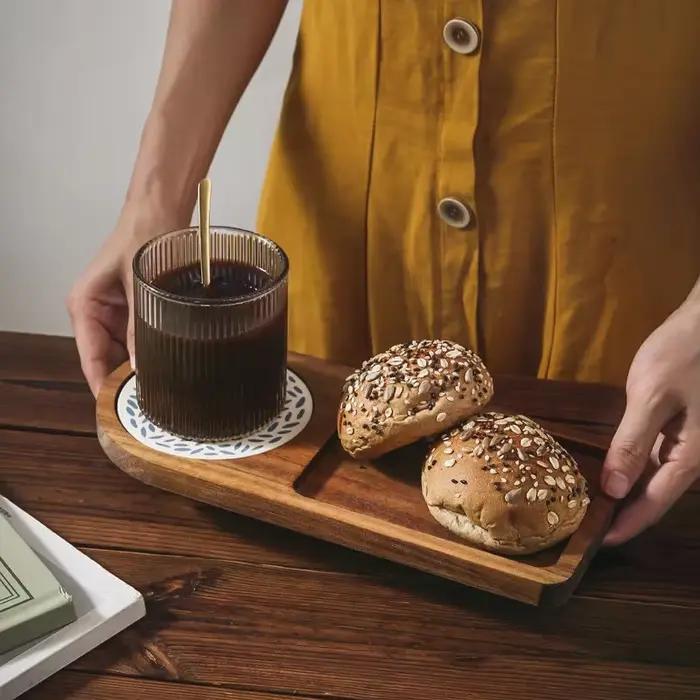 Plateau à café assiette en bois