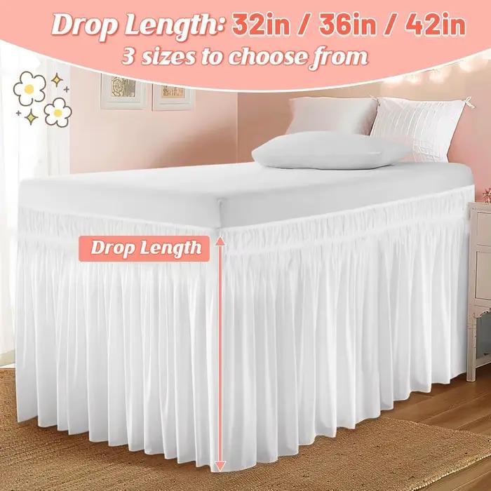 Enrouler jolies volants Extra longs hôtesse d'université dortoir lit jupe cantonnière avec trois côtés tissu pour lit double/simple