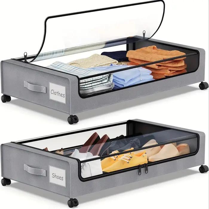 Rangements sous lit avec roulettes et couvercles