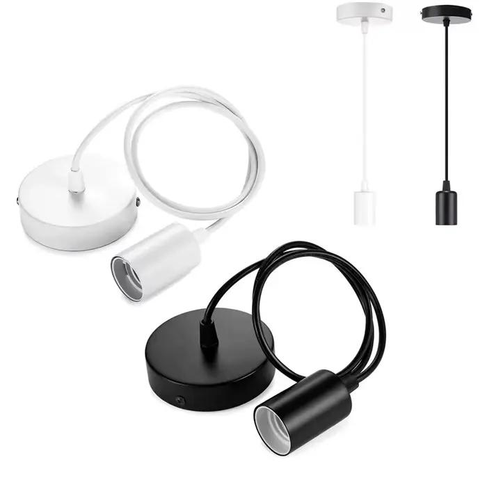 Support de lampe E27, Kit d'éclairage à vis, douille de suspension avec ligne, ensemble de lignes de lustre, accessoires de lampe suspendue rétro à monter soi-même
