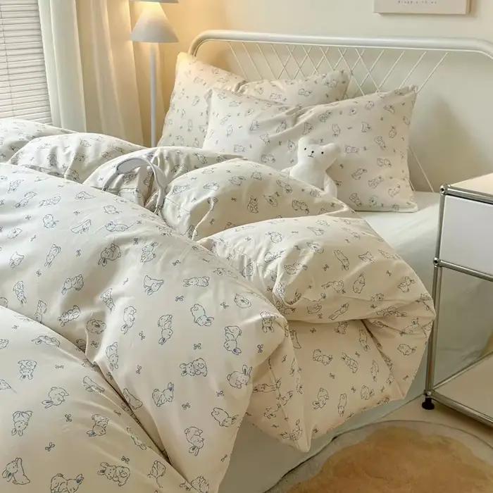 Parure de lit Queen, ensemble de draps imprimés réactifs