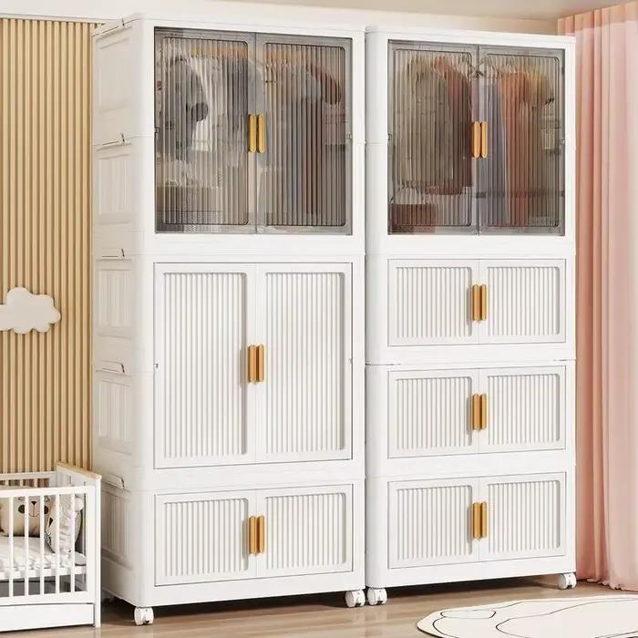 Étagères naturelles armoires organisateur vêtements jean étagère tiroir armoire empilable rangement Stoffen Klerenkast meubles de maison