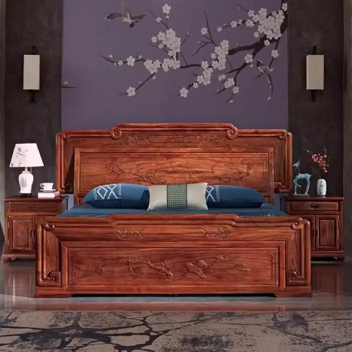 Têtes de lit en bois, Têtes de lit double, Lit plateforme moderne flottant de style japonais, Lit do