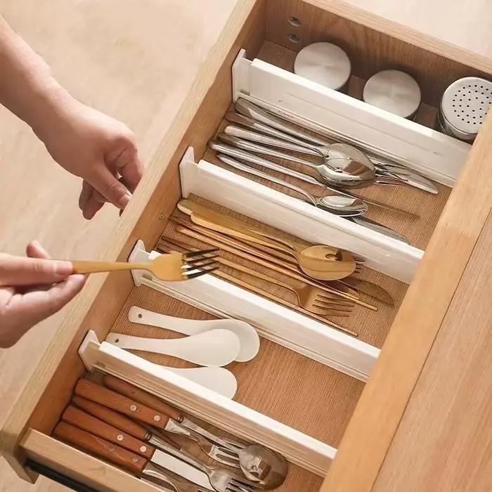 Lot de 4/6/8 séparateurs de tiroirs pour vêtements, organisateur de tiroir extensible réglable de 3 po de hauteur (10,4-19,7 po), séparateurs en plastique