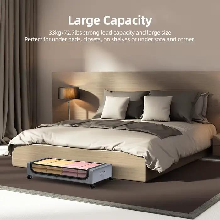 Conteneur de rangement sous lit avec couvercles et roulettes