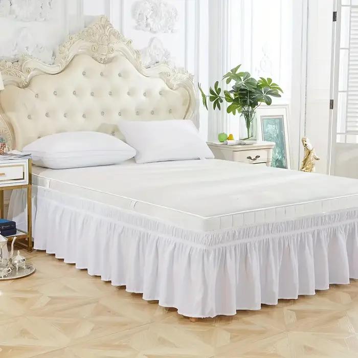 Jupe de lit élastique réglable 1 pièce, jupe de lit Double à volants élastiques Ultra douce, confortable, respirante, résistante aux rides