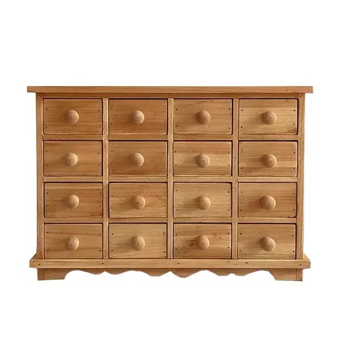 Armoire de rangement miniature à 16 tiroirs en bois, coffre organisateur rustique en cèdre, boîte à tiroirs vintage style ferme pour bijoux et artisanat