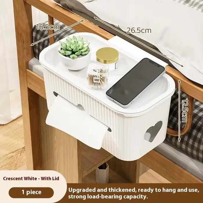 Panier de rangement de chevet avec couvercle, support de téléphone pour tête de lit de dortoir étudi